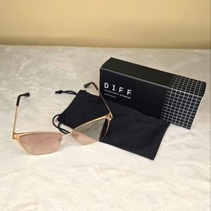 Diff Becky Gold/Brown Lady's Sunglasses